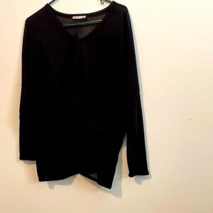ZARA black sheer bottom sweater long sleeve v neck line  shirt large